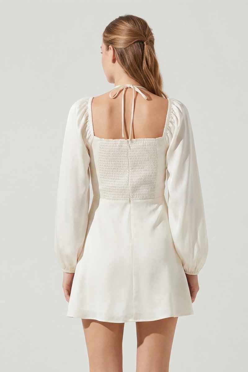 Halter A - Line Long Sleeve Graduation Dress - KissProm